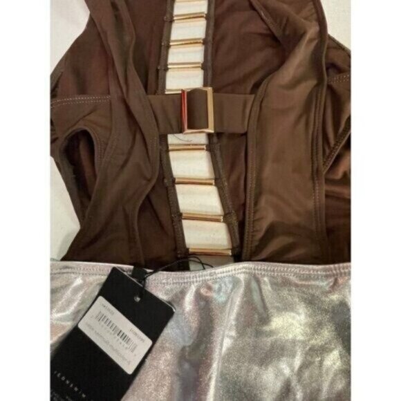 Iconswim Brown and Silver Lame One Piece Swimsuit Small - Picture 6 of 6